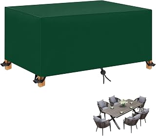 Garden Furniture Covers, Rectangular Garden Table Covers Waterproof, Heavy Duty 420D Oxford Fabric Outdoor Rattan Patio Set Covers, Windproof, Rip Proof, Green (190x130x75cm)