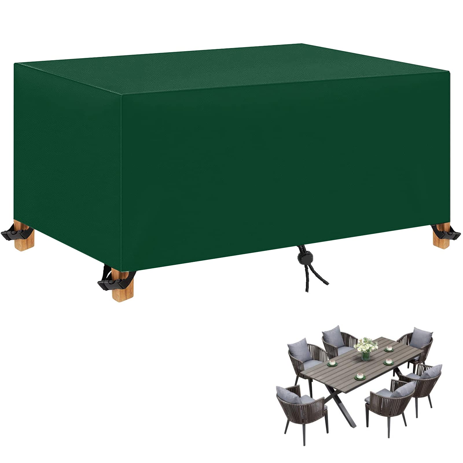 Housse De Table De Jardin Imperméable - 200x160x90cm, Tissu Oxford 600D Anti-UV Et Anti-Vent