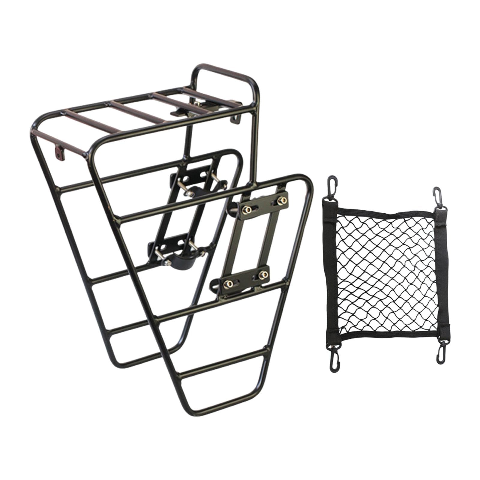 KESOTO Aluminium Gepäckträger Vorne, Halterung für Fahrradtaschen, Geeignet für Mountainbikes Und Tourenräder, mit Netztasche Sport & Freizeit