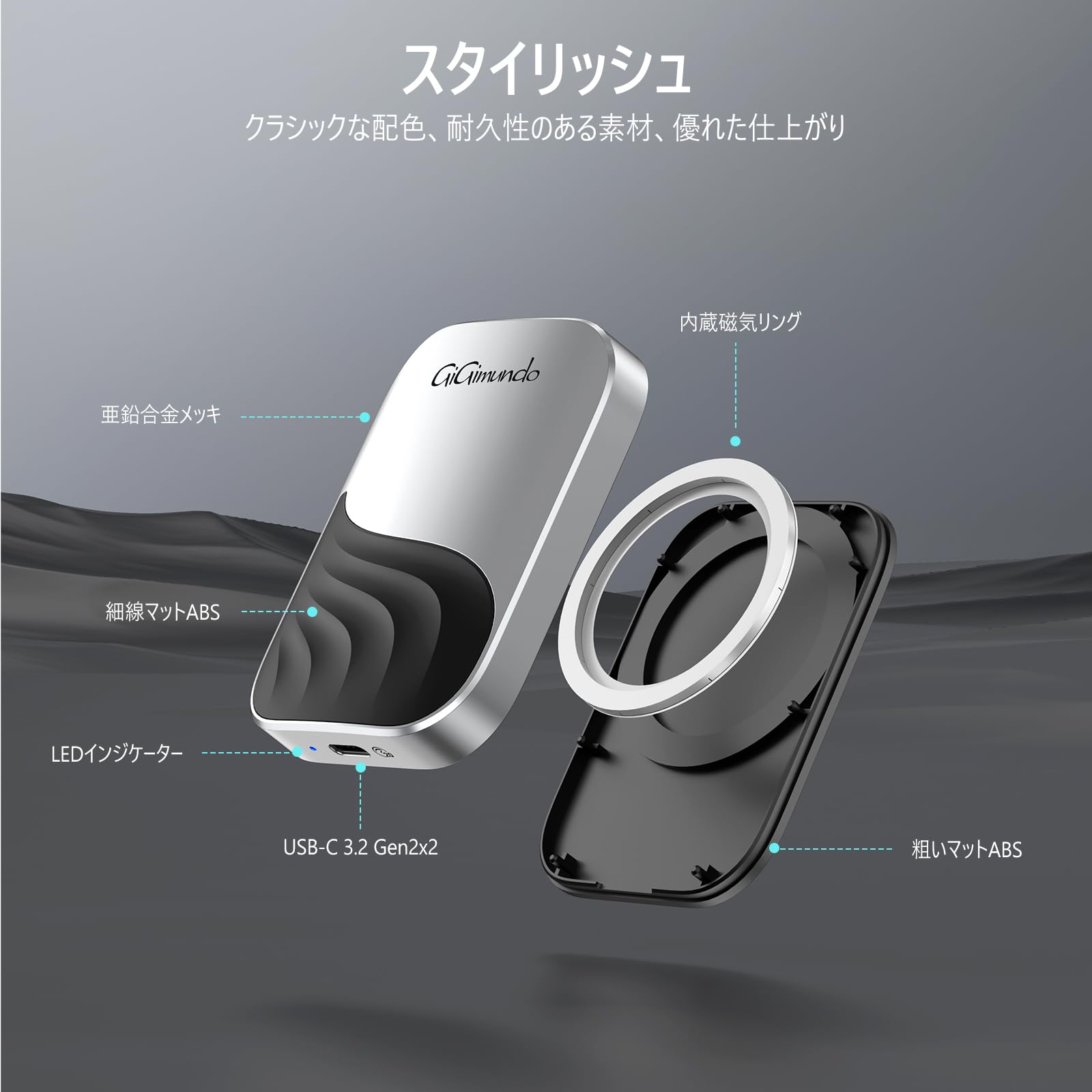 GiGimundo M20 2TBマグネット式 ポータブルSSD Amazon | GiGimundo M20 2TBマグネット式 ポータブルSSD 2000 MB/s