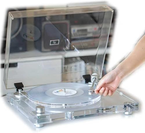Tocadiscos acrílicos, reproductor de discos de vinilo transparente de alta gama con brazo de fibra de carbono, cartucho magnético, transmisión por