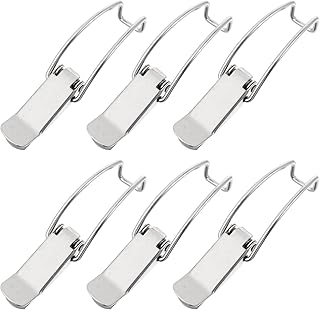 TEHAUX 6pcs Elastic Shock Absorbing Buckle Cabinet Lock Buckle Toggle Latch Spring Clamps Spring Latch Spring Loaded Lock Buckle Nickel-plated Iron With Lock Elasticity