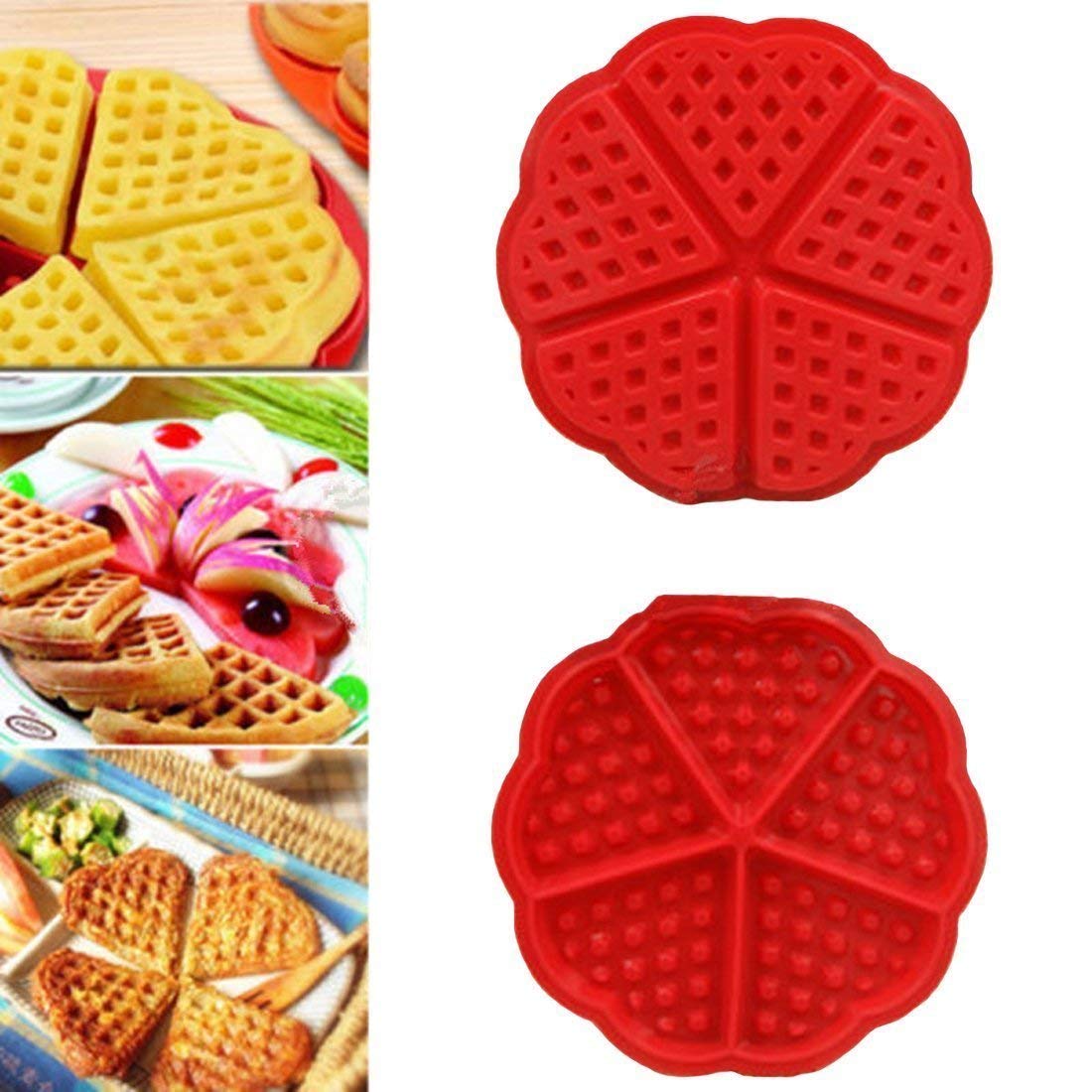 Syga Heart-Shaped Silicone Waffle Mold Cake Cookie Muffin Chocolate Bakeware Baking Tool, Orange 2