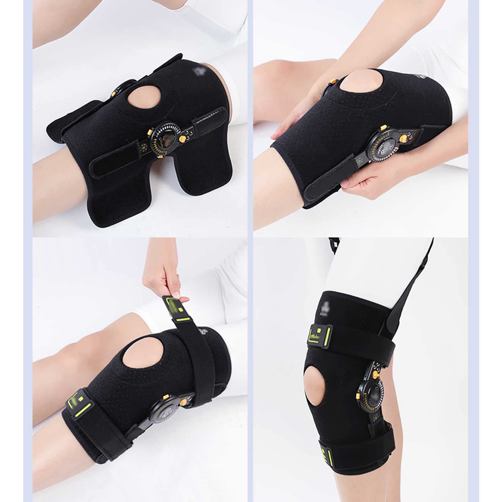 Rodilleras Cortas con bisagras Articulación de la Rodilla Ajustable Dislocación de la rótula Fijación de la Fractura Protector Brace Exoesqueleto Sports Brace Rodilleras