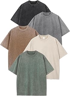 Botong Oversized T-Shirts for Men Vintage Workout T-Shirts Acid Wash Tee Unisex Tops Casual Wear