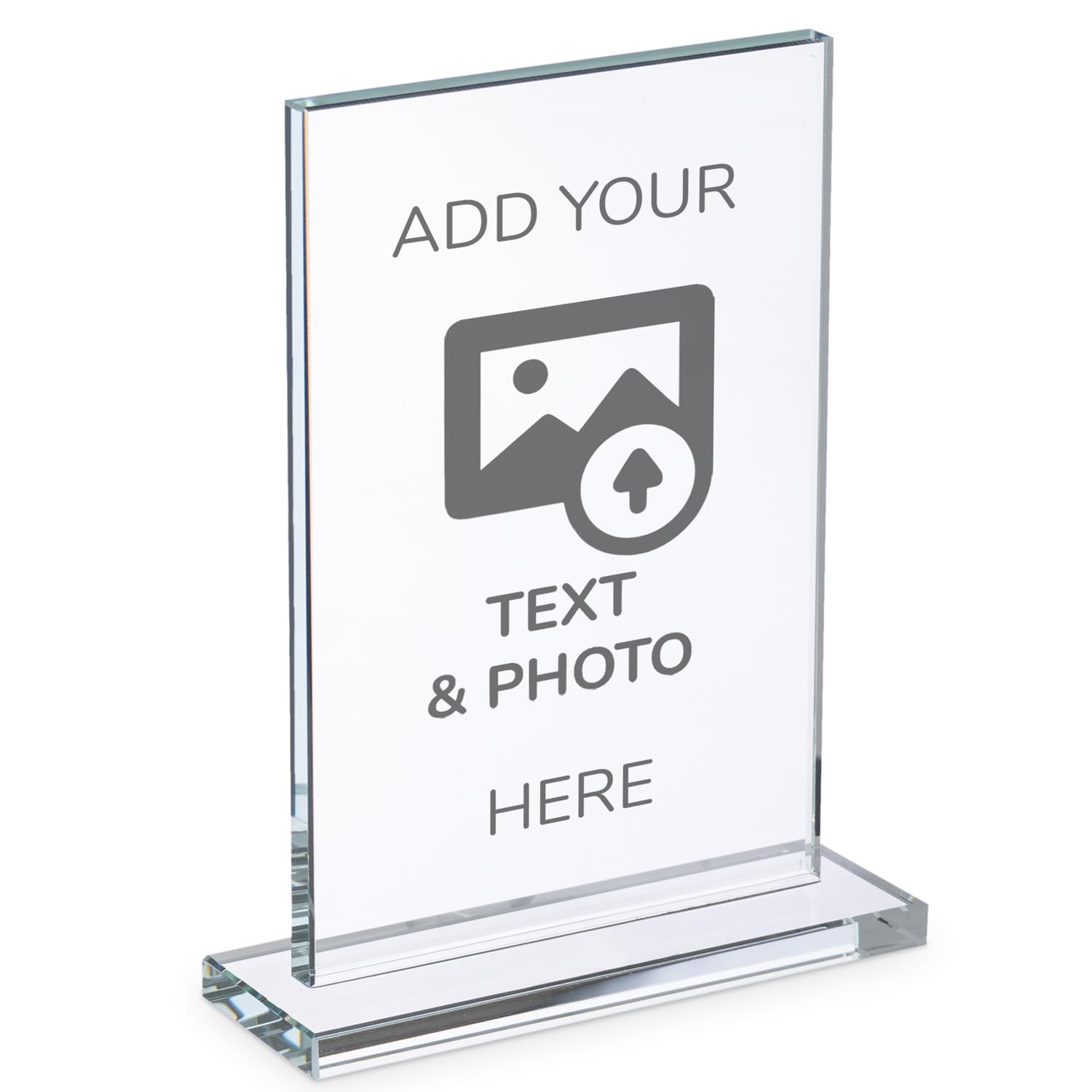 Wanapix | Trofeo Personalizado con Nombre y Texto | Cristal Grabado (Escala de Grises) | Premio Personalizado | Rectangular 12x19 cm | Incluye Estuche para Guardar | Detalle Original