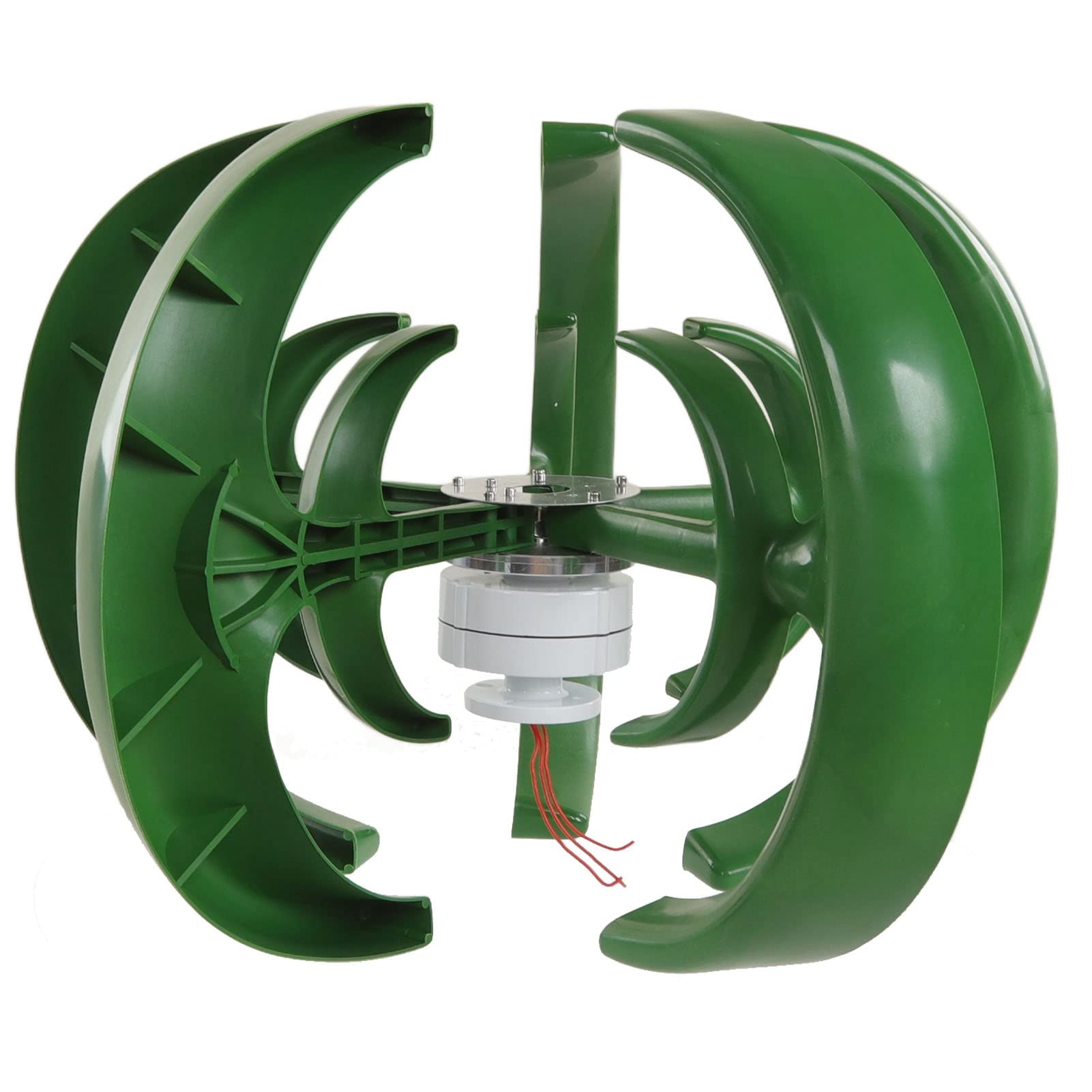Hyuduo Zestaw Generatora Turbiny Wiatrowej 12 V 24 V. Generator Wiatrowy o Osi Pionowej z 5 Ostrzami i kontrolerem. Konstrukcja w Kształcie Tykwy o Mocy 300 W. Opcja Podstawy z Palem śrubowym do