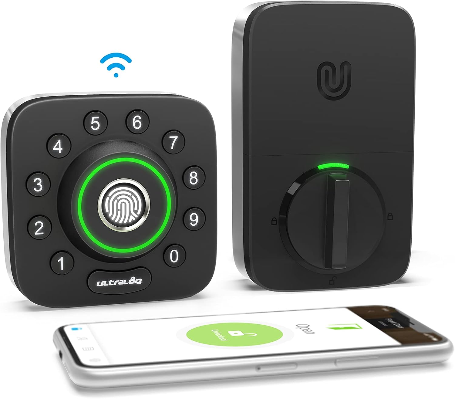 ULTRALOQ U-Bolt Pro WiFi Smart Lock with Door Sensor, 6-in-1 Keyless Entry Door Lock with Built-in WiFi, Bluetooth, Fingerprint and Keypad, Smart Door Lock, Fingerprint Lock, ANSI Grade 1 Certified