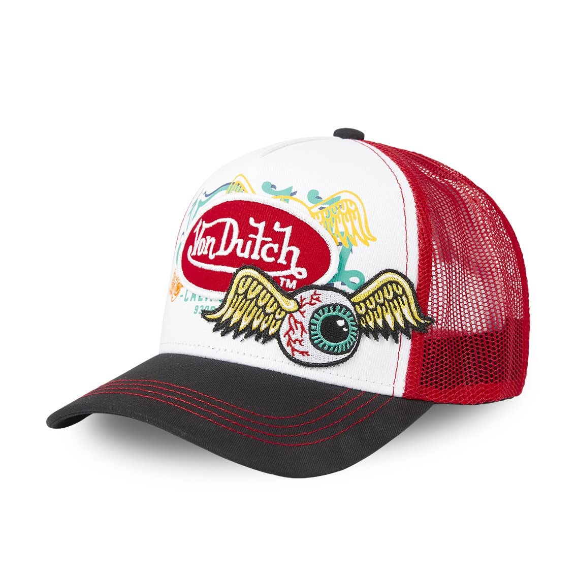 Von Dutch Mens Womens Adjustable Trucker Cap Casual Cut No Deformation Original, red, One Size