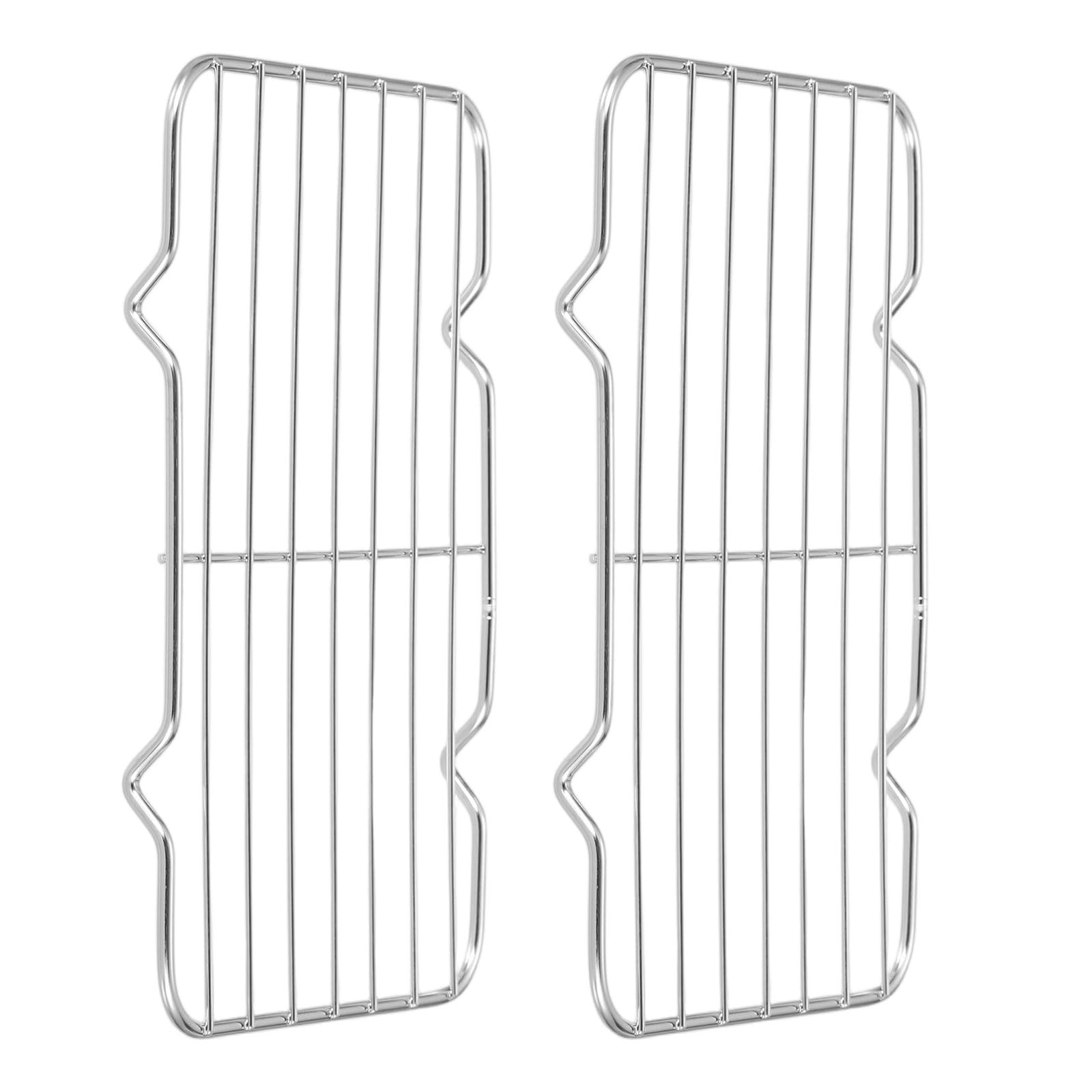 sourcing map 2Pcs Rectangle Rack, 8.5" x 5.3" Stainless Steel Thickened Wire Cookie Rack Grill Grate Cross Wire Barbecue Grill for Cooking, Roasting, Grilling, Drying, Oven, Silver