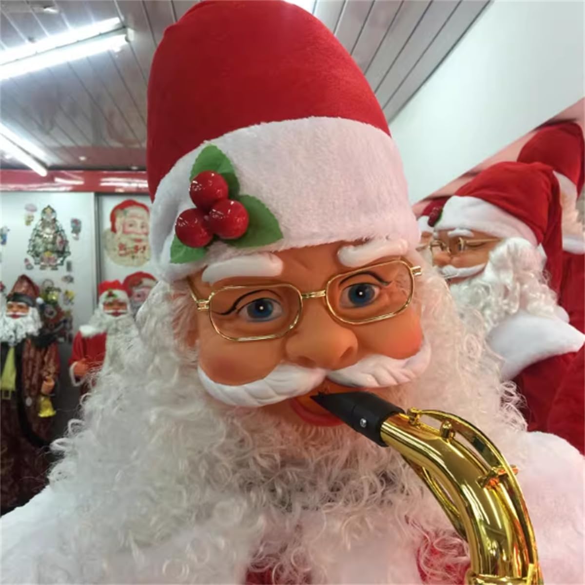 Babbo Natale A Grandezza Naturale Che Canta E Balla, Muovi La Testa, Le Braccia, Le Spalle E I Fianchi, Decorazione Natalizia for Giardino Interno/Esterno(E)