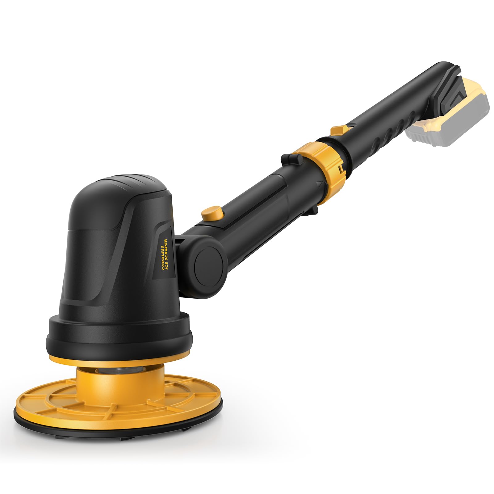 Rascador de hielo eléctrico para batería Dewalt de 20 V, rascador de parabrisas de alta velocidad de 1300 RPM para hielo y nieve, ajuste de cabeza de 45°, varilla de extensión, rascador de