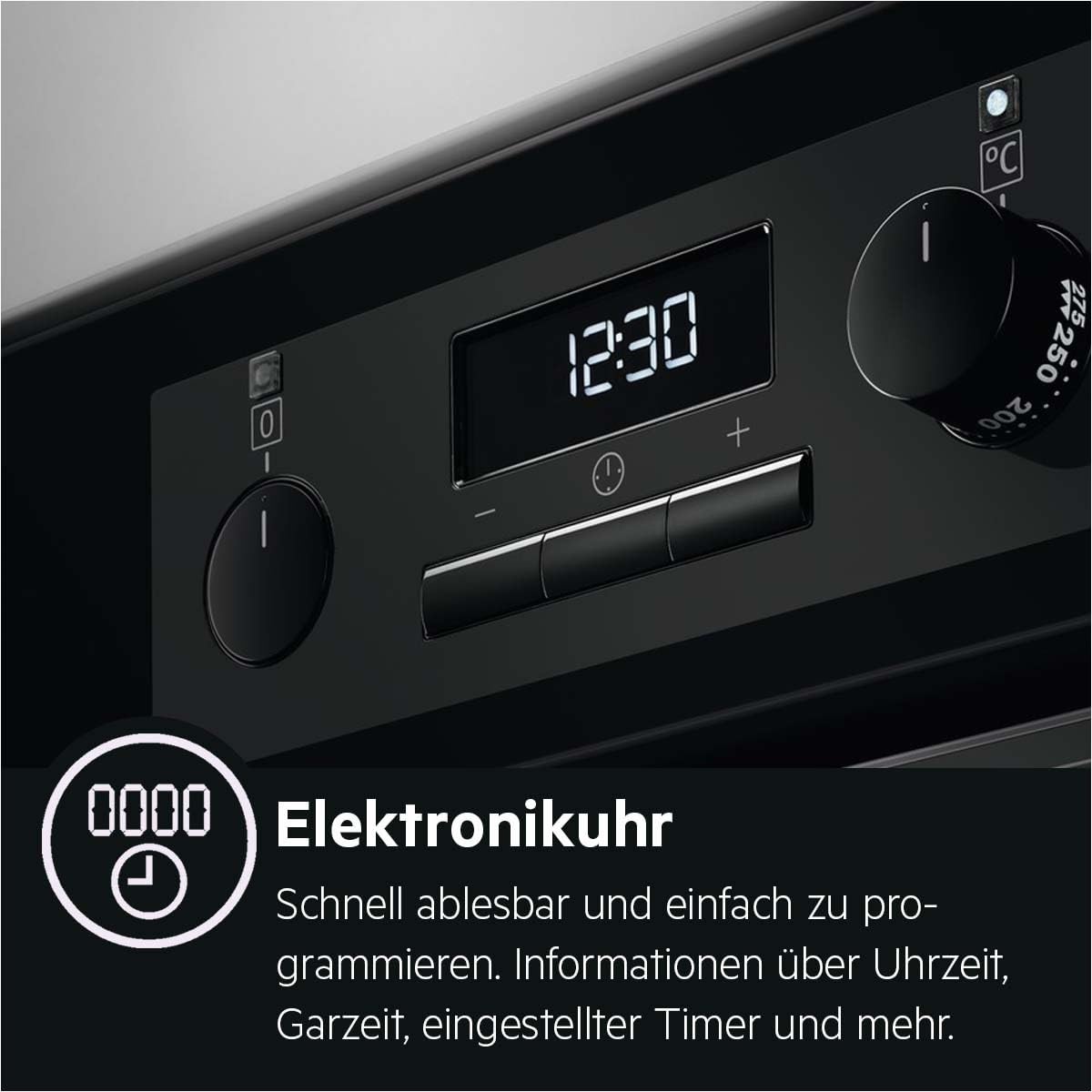 AEG Einbaubackofen BES331110B / Serie 6000 / SurroundCook – Heißluft mit Ringheizkörper/Reinigungshilfe mit Wasserdampf/Versenkknebel/Grillfunktion/Display mit Uhr/Autark/A/Schwarz