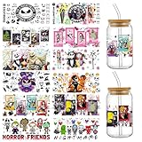 UV DTF Cup Wrap Transfer Stickers for Glass, 12 Sheets Halloween Nightmare Christmas Rub on Transfers Cup Stickers for Crafts Funny No Heat Needed Ready to Apply UV DTF Cup Wrap Transfer