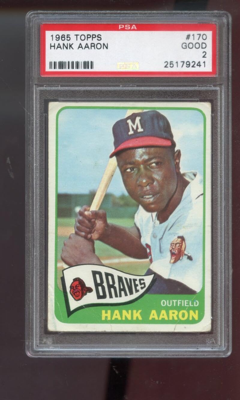 1965 Topps #170 Hank Aaron Milwaukee Braves PSA 2 Graded Baseball Card MLB
