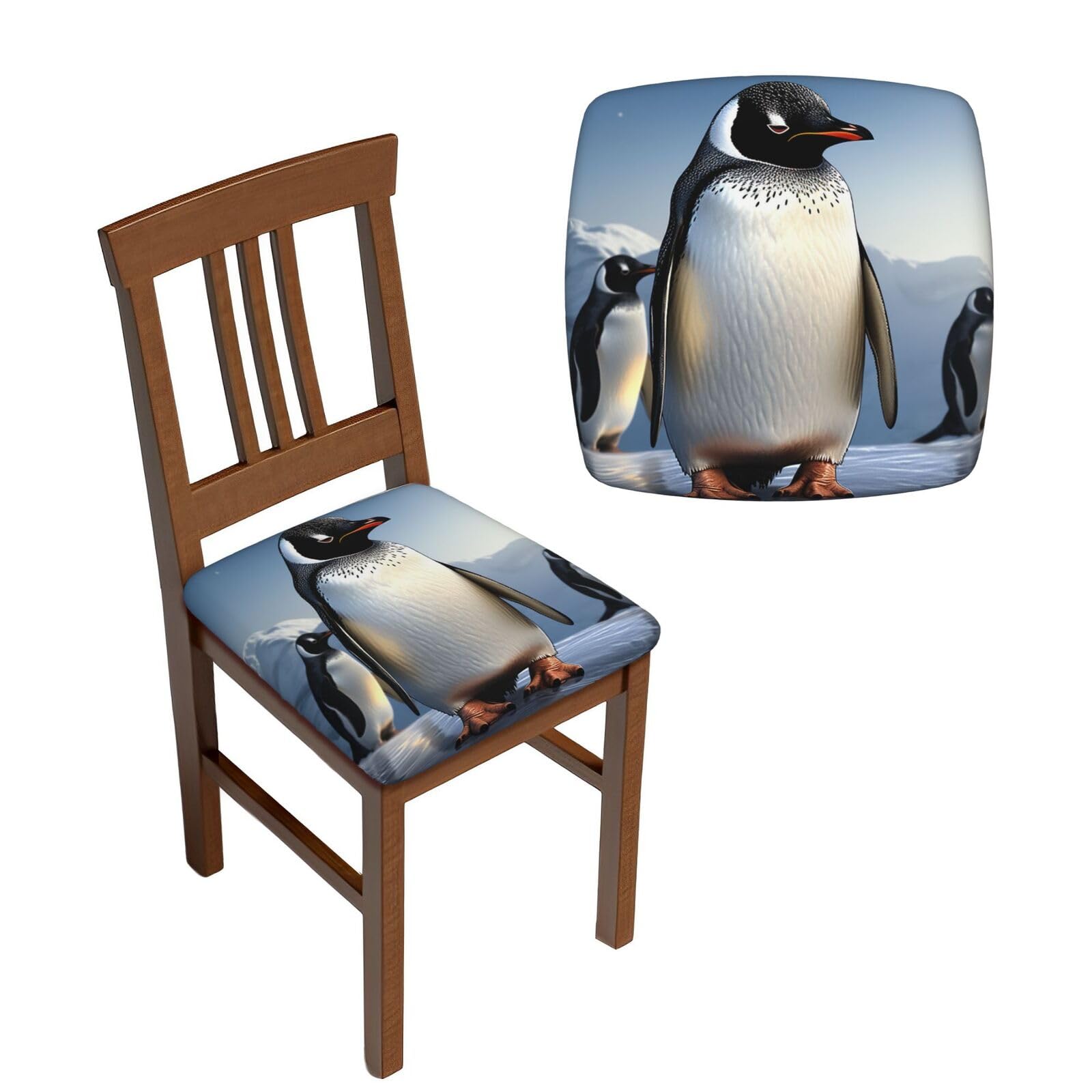 FodPand 2PCS Dining Chair Covers for Dining Room Penguin Chair Seat Cover Stretch Parsons Chair Slipcover Removable Washable Seat Cushion Slipcovers Cover for Kitchen Office