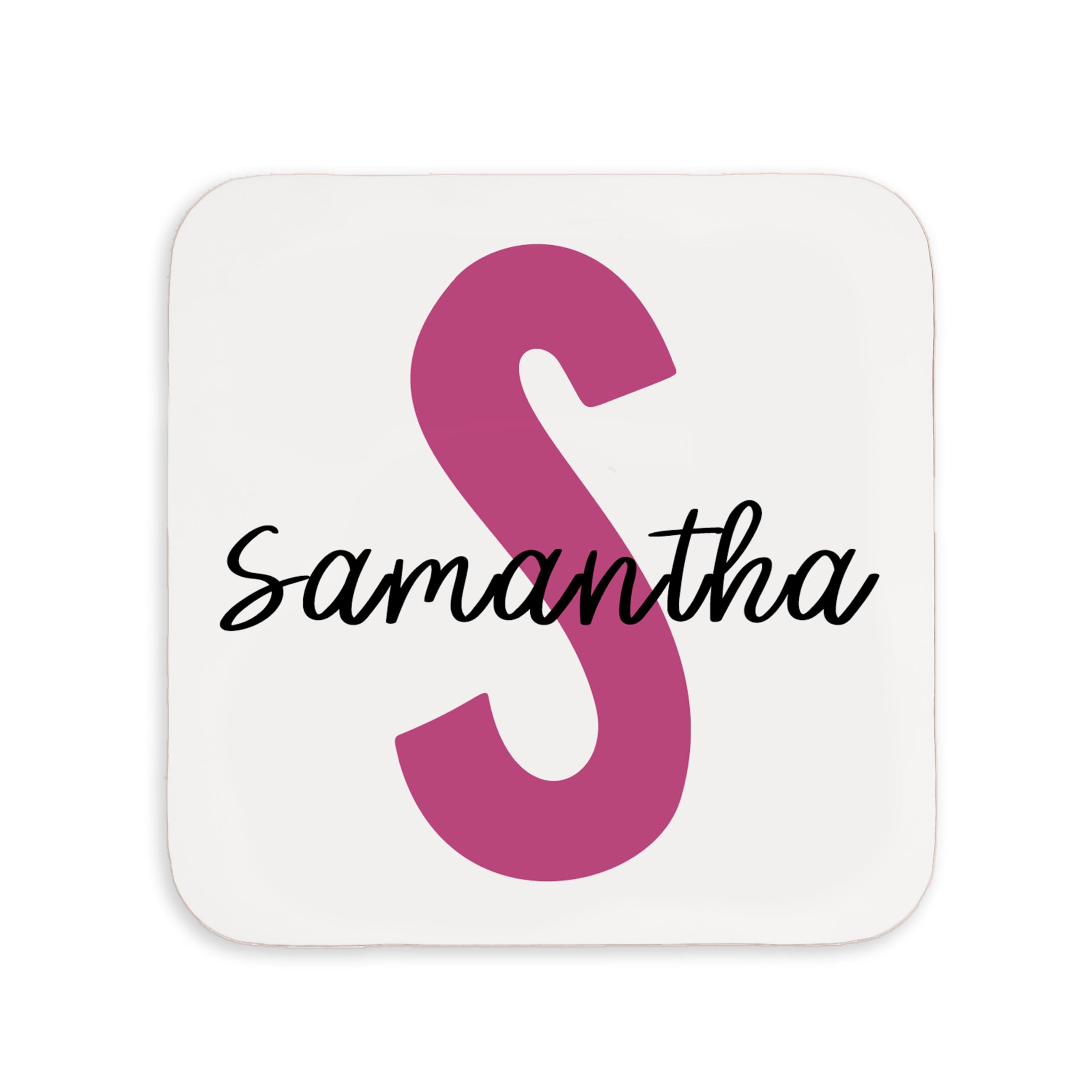 Personalised Mug with Name and Initial, Personalised Gifts for Women Coffee Mug Coffee Cup, customised Gifts, Mugs for Women, Coffee Mugs, Personalised Gifts for Girls (Cerise Coaster)