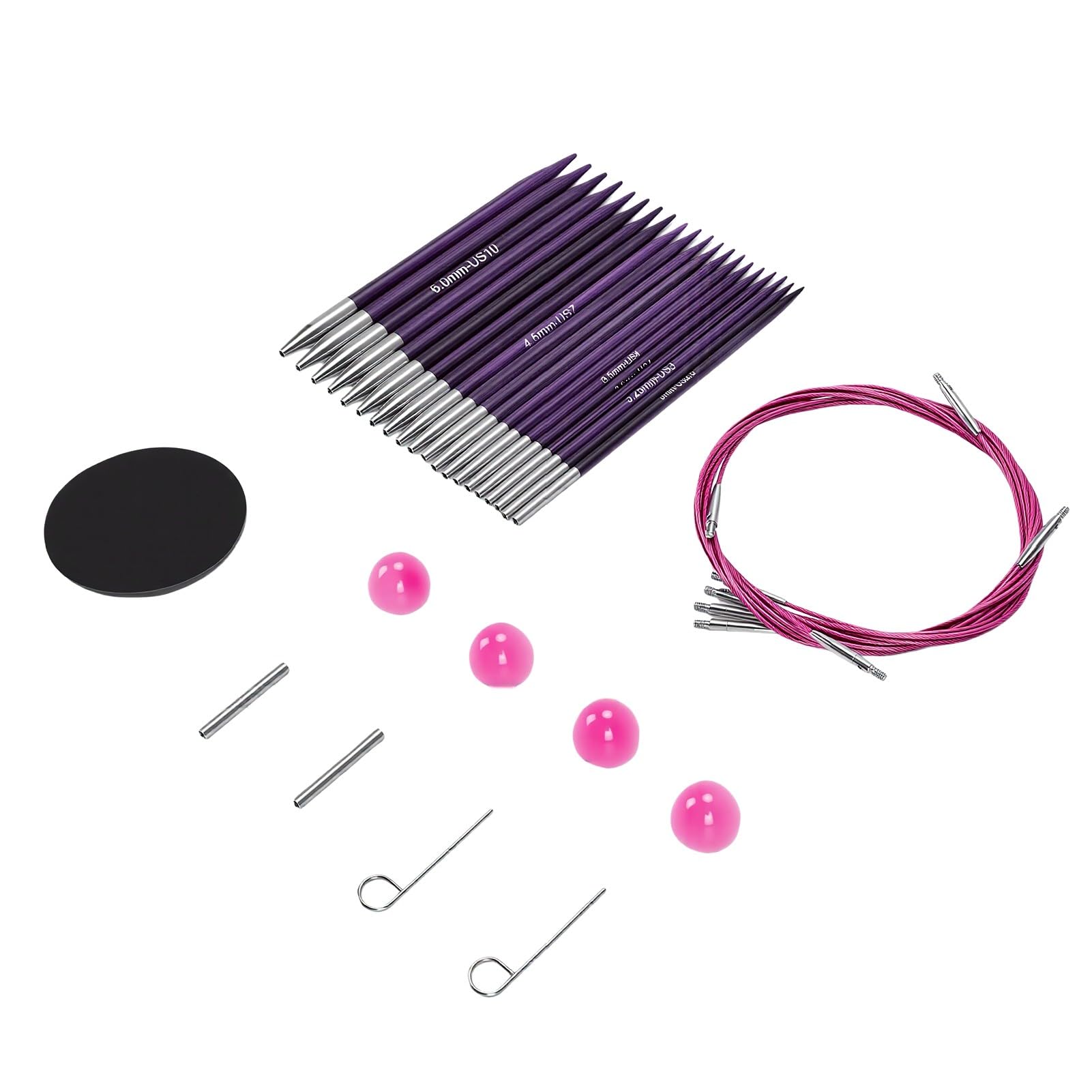 Fdit Okrągłe Druty na Żyłce, 10 Par 3.0-6.5mm