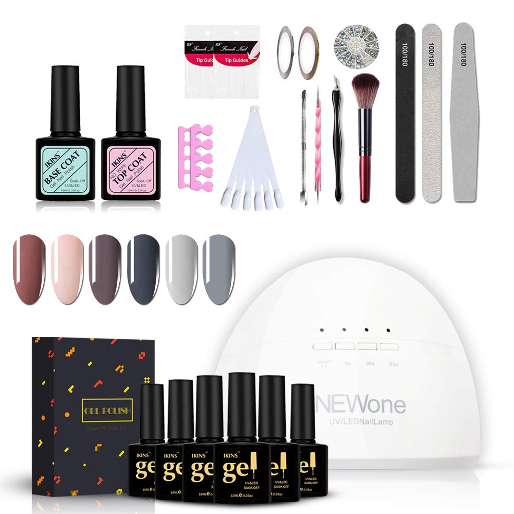 Gel Nail Lamp Starter Kit with 48W UV LED Light, 6 Gel Polish Colors, Manicure Tools, Essentials, Nail Art Gifts Box
