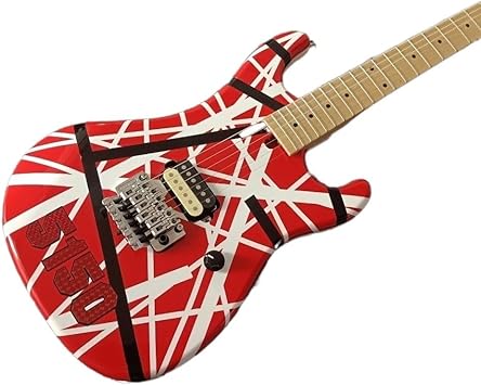 Custom 5150 Red And White Stripe Electric Guitar Basswood Body Bridge Tremolo
