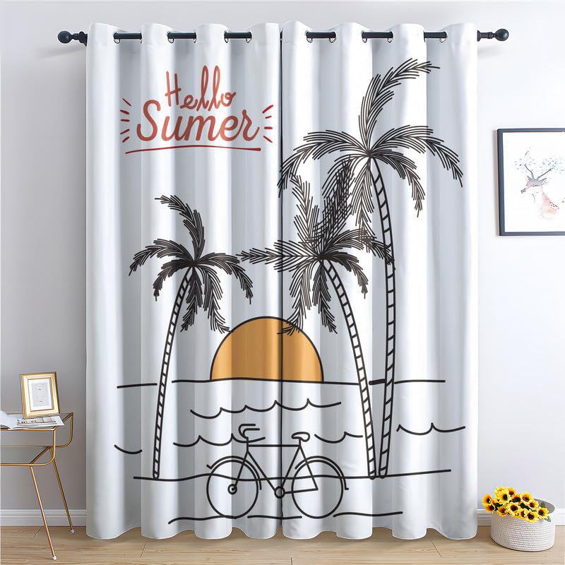 Rideau occultant plage 140x200 cm thermiques à oeillets lot de 2