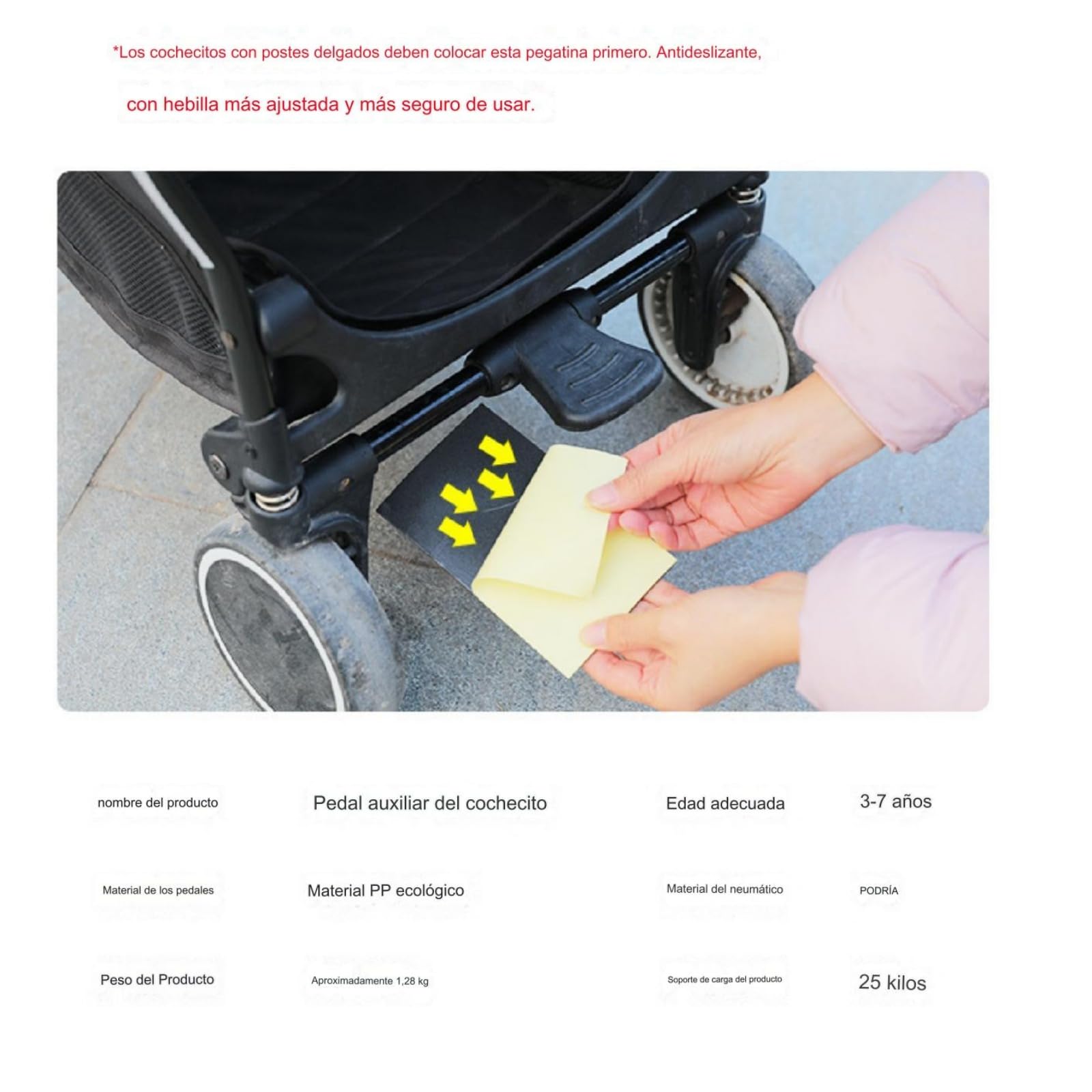 paternite Carro, Cochecito para el Segundo niño, Buggy Board con asintopaternite Carro be, Accesorios para Cochecito para los niños estanibles y Muy Adecuado para los niños de 2 a 6