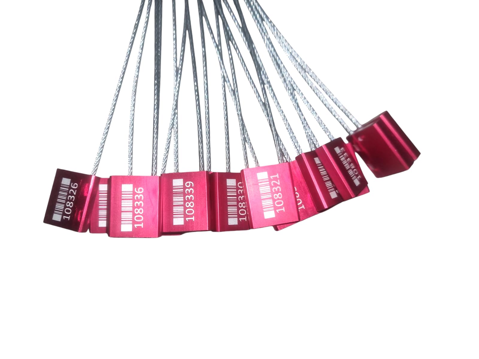 Lot de 100 joints de sécurité en métal de haute sécurité numérotés inviolables en aluminium - Rouge - 40 cm