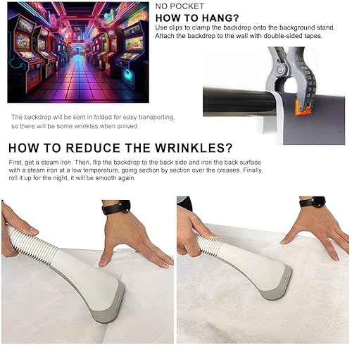 Miniatura 6 de Telón de fondo retro de 7 x 5 pies de los años 80 y 90 s Arcade Video Gaming Theme Decoración Fiesta de Cumpleaños Niños Sala de Juegos Fotografía