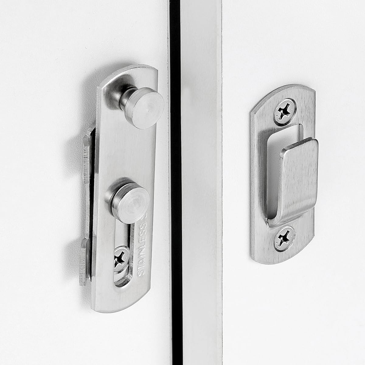 5 Packs Brushed Nickel Barn Door Latches，2.75" x 2.02" High-Quality Stainless Steel Flip Latch for Barn Gates,Bi-Fold Doors,Sliding Doors，Versatile Locks for Wine Cabinets,Closets,and More