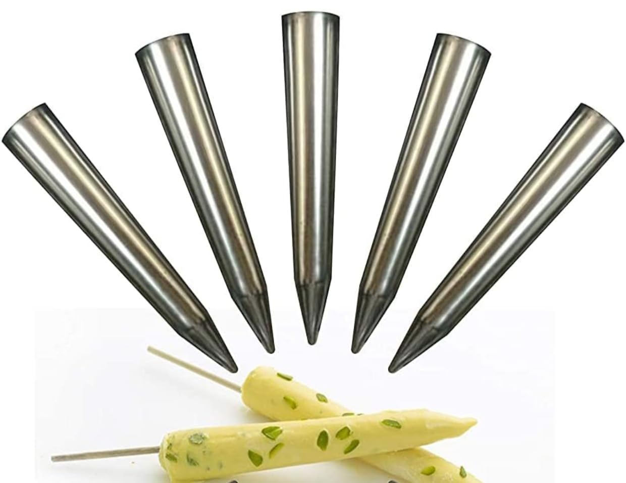 Ice Cream Mould Kulfi Maker Mould Candy Mould Ice Candy Maker Rabdi Kulfi Milk kulfi Mould DIY Steel, Kulfi Mould Chocolate kulfi Mould ice Stick Color Silver Stainless Steel(Pack of 6 pcs)