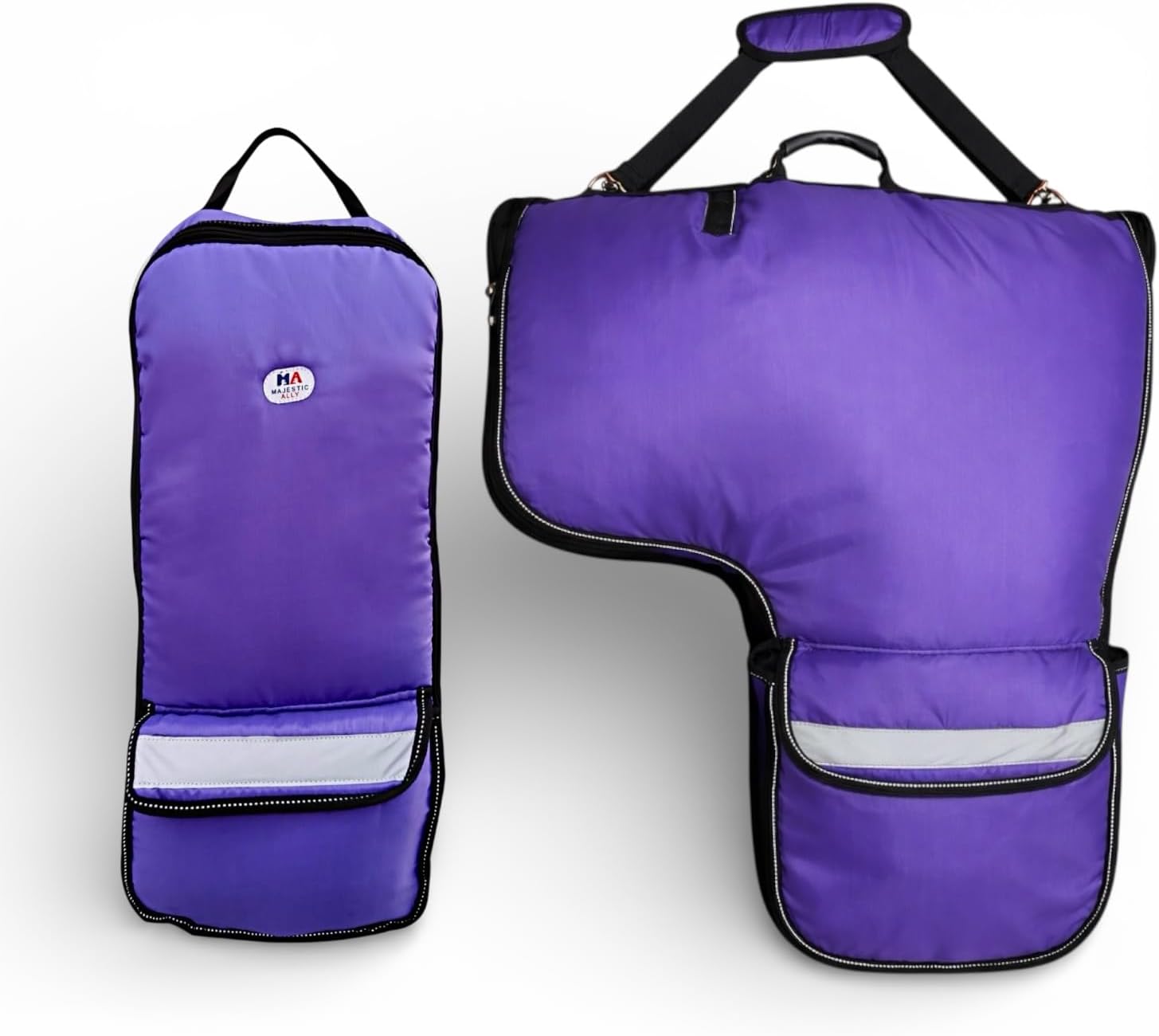 Majestic Ally Western Saddle and Bridle Carry Bag Combo – 420D Nylon – Padded Protection – Adjustable Shoulder Straps – Full-Size Storage Pocket – Fits Most Western Saddles & Tack (Purple)