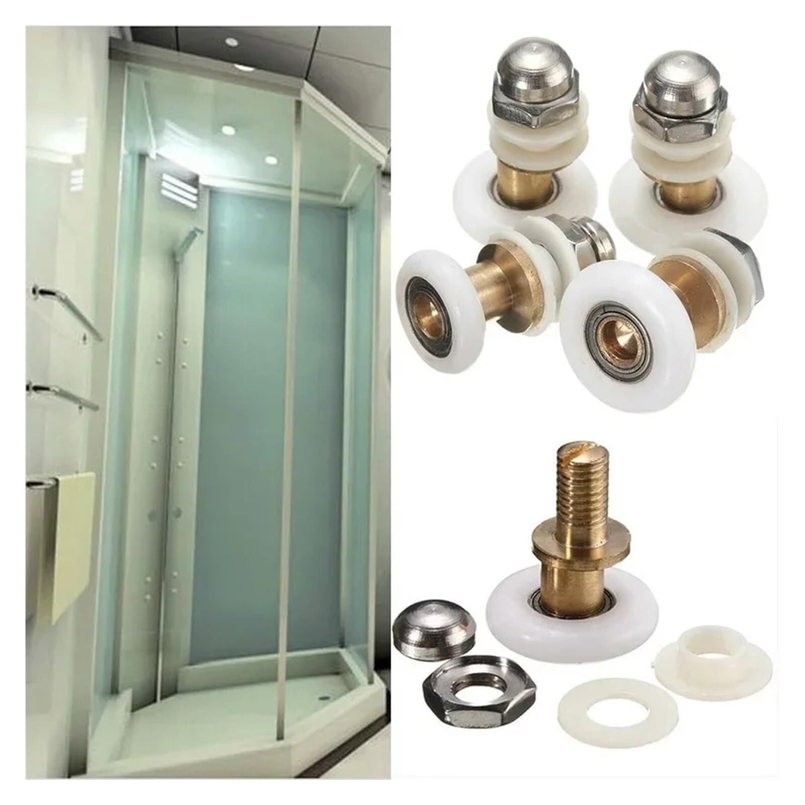 Wangshaowei 27Mm Shower Door Rollers 4Pcs 23/25/ Replacement Brass Shower Door Roller Runner Glass Sliding Wheel Pulley(27Mm)