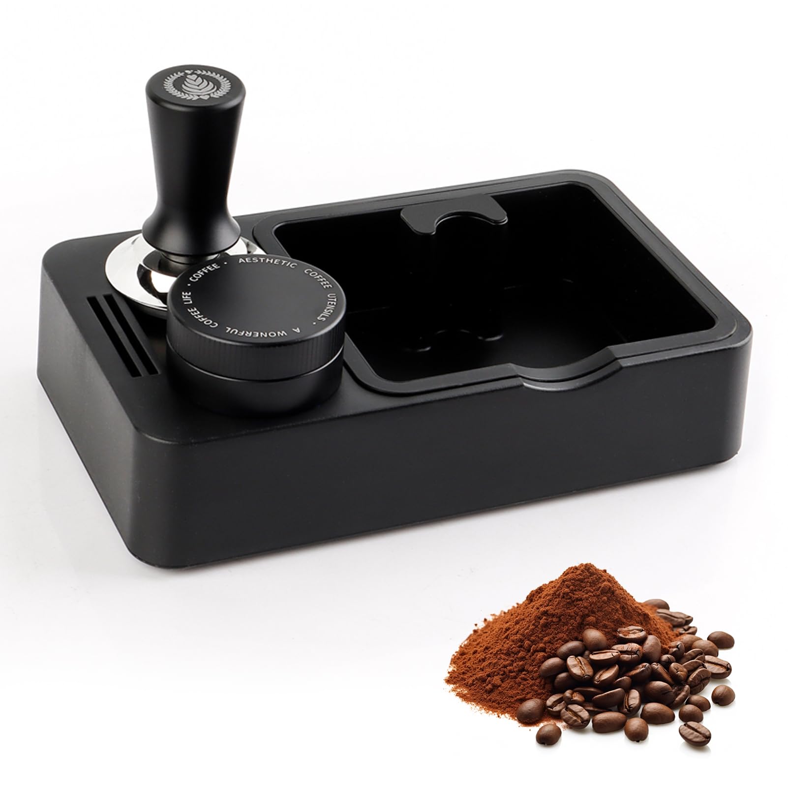 Stacja uchwytów tamperów do espresso, 51/53/58MM z pojemnikiem na żużel | Ręczny dystrybutor kawiarni, materiał ABS na akcesoria i schludna organizacja kuchni(51mm)
