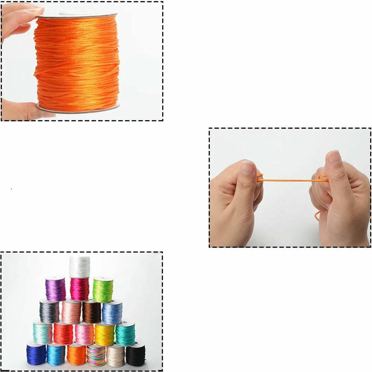 Nici do beadingu, 100M/Rolka 2mm Nylonowa Nić Sznurkowa Bransoletka Z Węzłem Chińskim Pleciony Sznurek(Orange)