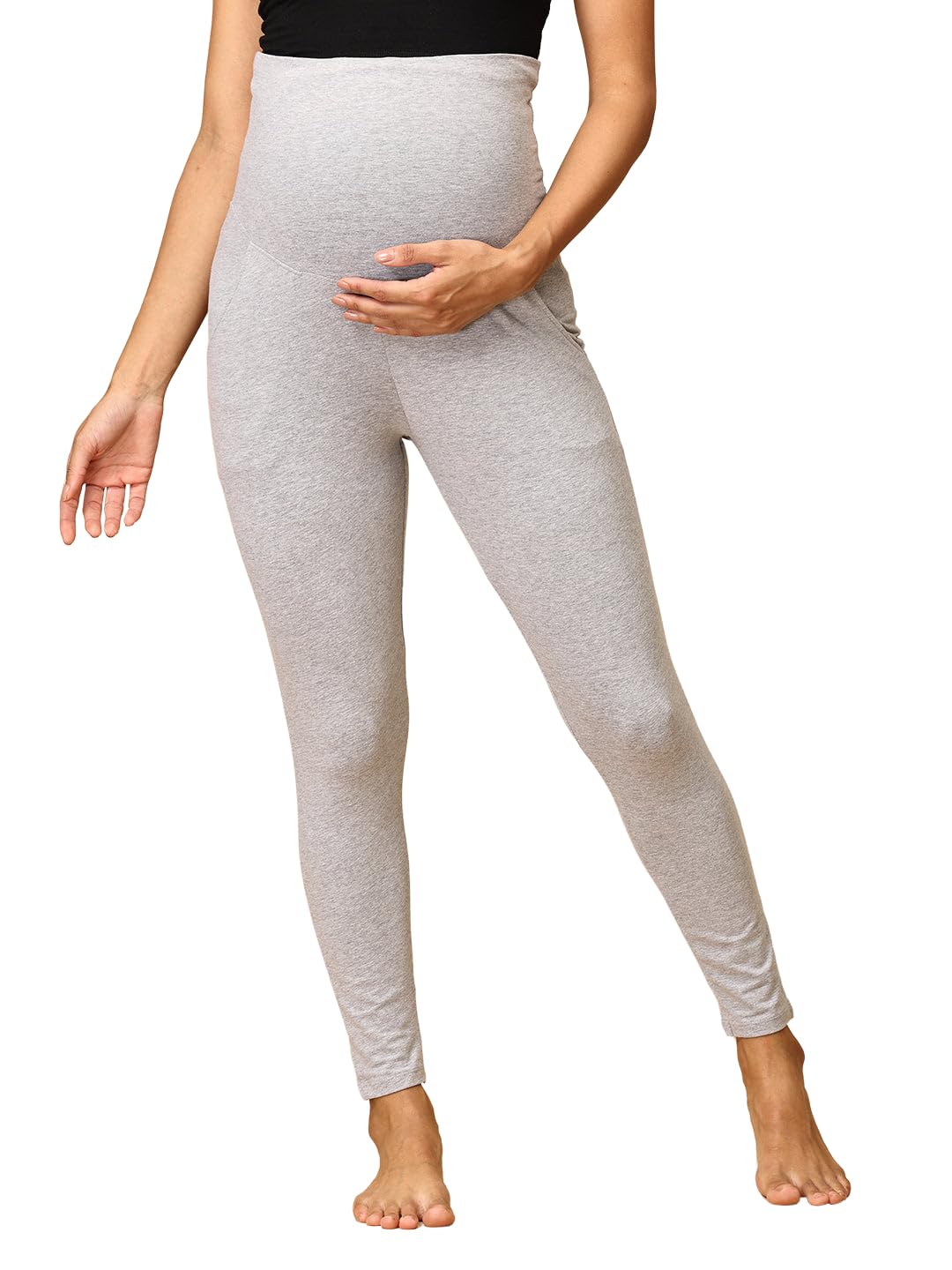 The Mom StoreComfy Maternity Leggings | Comfortable | Soft | Pre and Post Pregnancy | 95% Cotton 5% Lycra | Color - Black