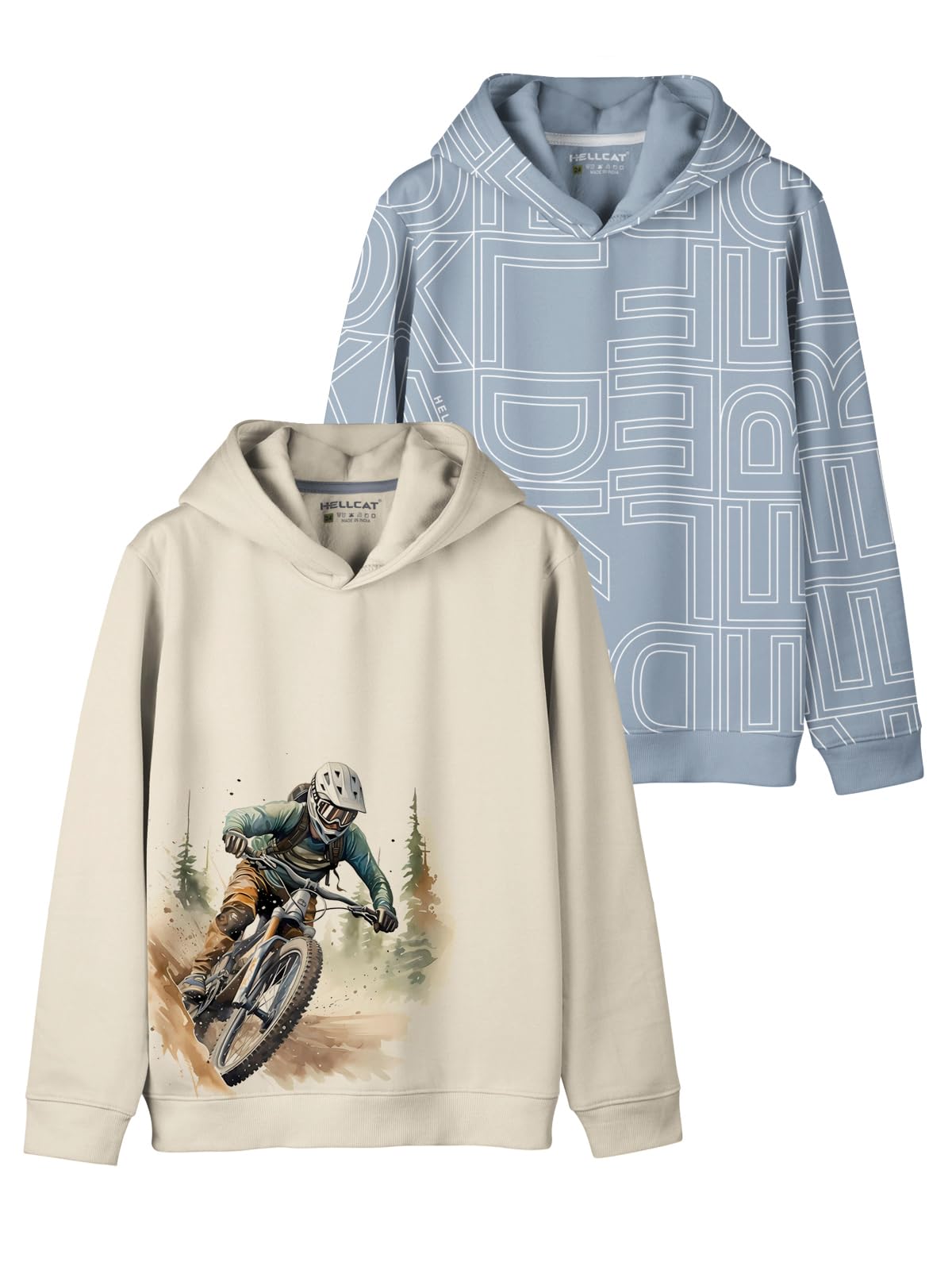HELLCAT Trendy Printed Cotton Blend Hoodie Sweatshirt for Boys - Pack of 2-picture-13