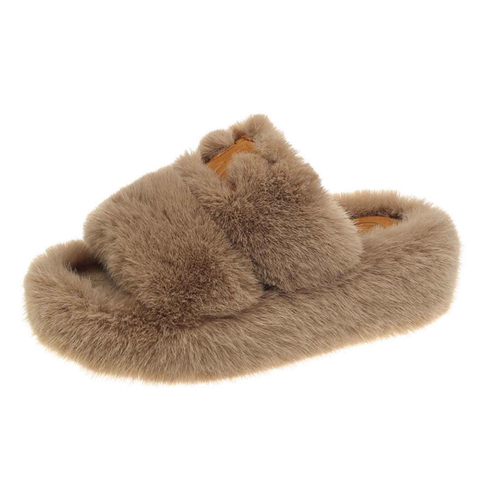 Pantoufles pour femmes en fausse fourrure et mousse à mémoire de forme pour l'intérieur