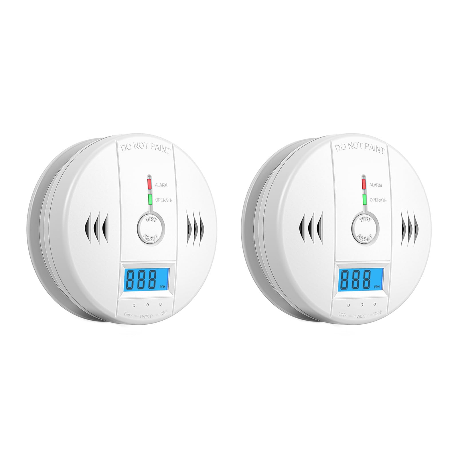 2 Packs Carbon Monoxide Detectors,CO Detector Battery