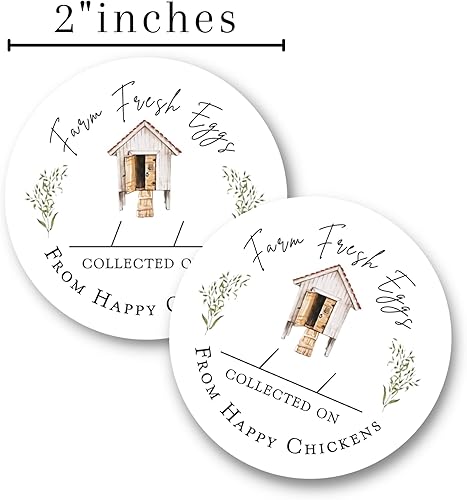 Miniatura 3 de Pegatinas de huevos de granja colocados en fecha de recogida | Rollo de 350 piezas | Tarjeta de instrucciones de manejo colorido de Coop de 2