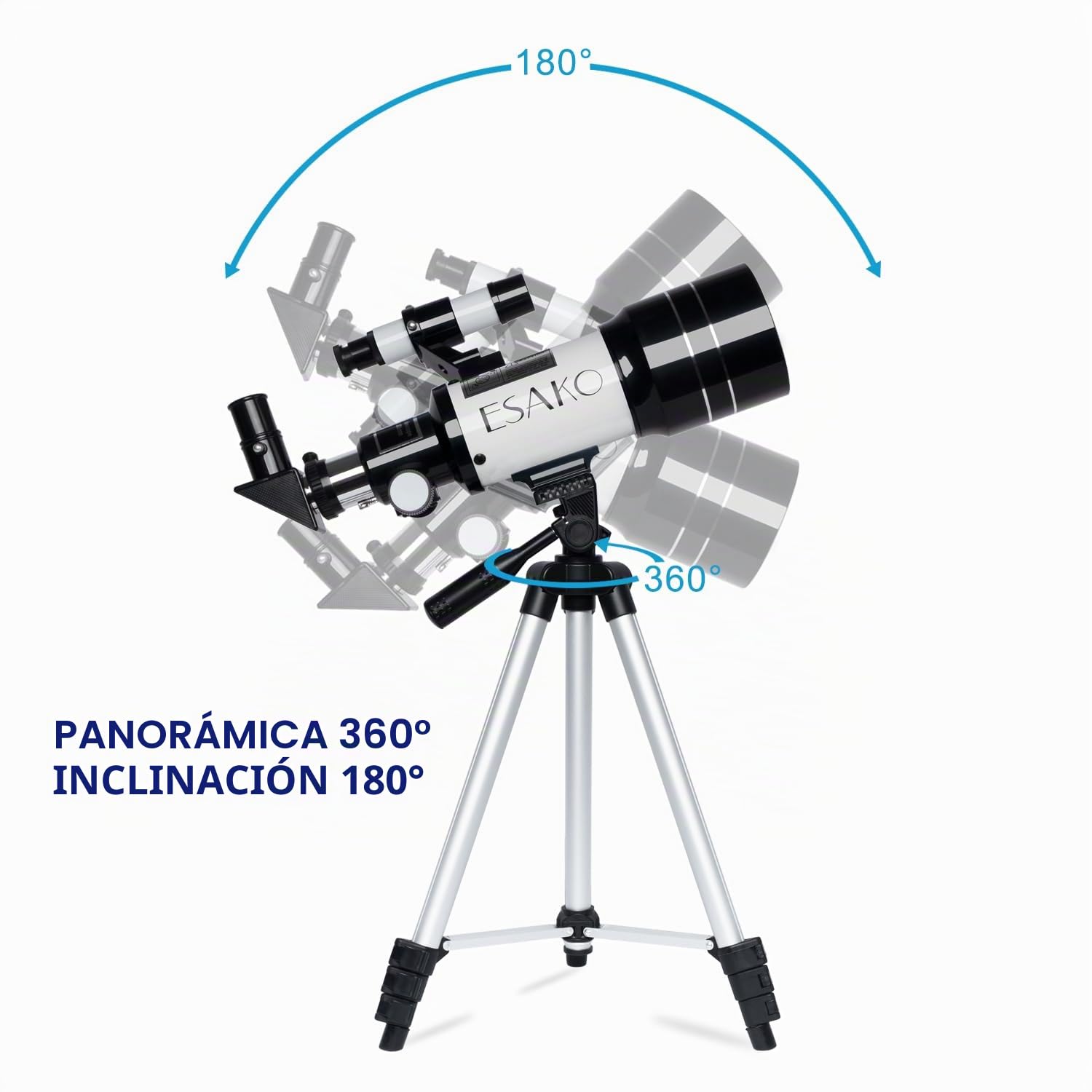 ESAKO Telescopio para Niños y Principiantes, Telescopio Refractor Astronómico Portátil con Apertura de 70 mm con 3 Oculares, Adaptador de Teléfono, Trípode Ajustable en Altura