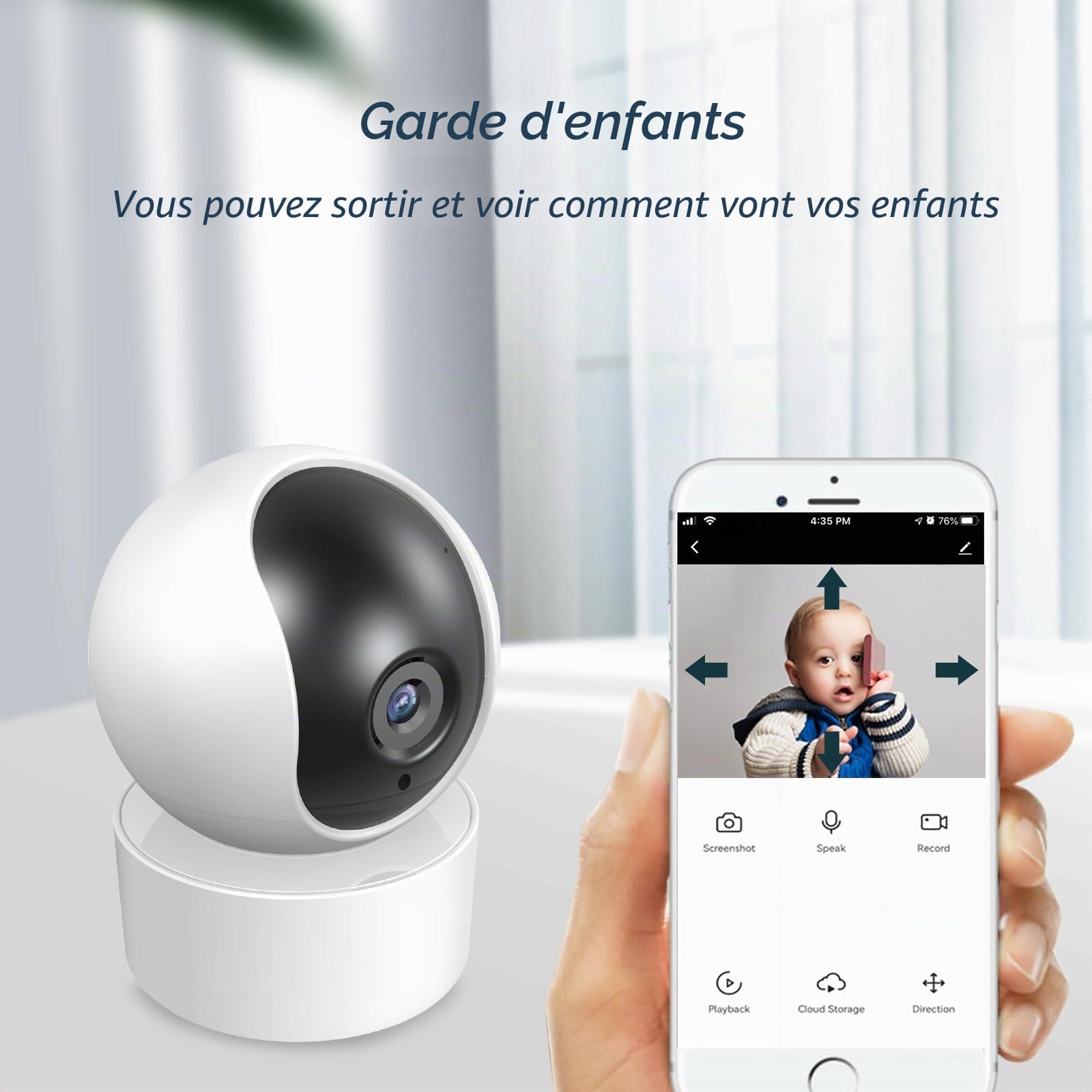 PGST Caméra Wi-Fi Intérieur, 1080P Caméra de Surveillance, Suivi du Mouvement avec Sirène, Caméra WiFi avec Détection Humaine, Audio Bidirectionnel, Fonctionne avec Smart Life APP