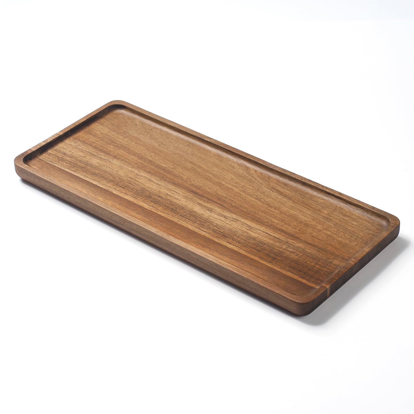 Vassoio da Bagno in Legno di Acacia, Vassoio da Toeletta in Legno, Vassoio Decorativo Rettangolare per Bagno (35 x 15 x 2 cm)