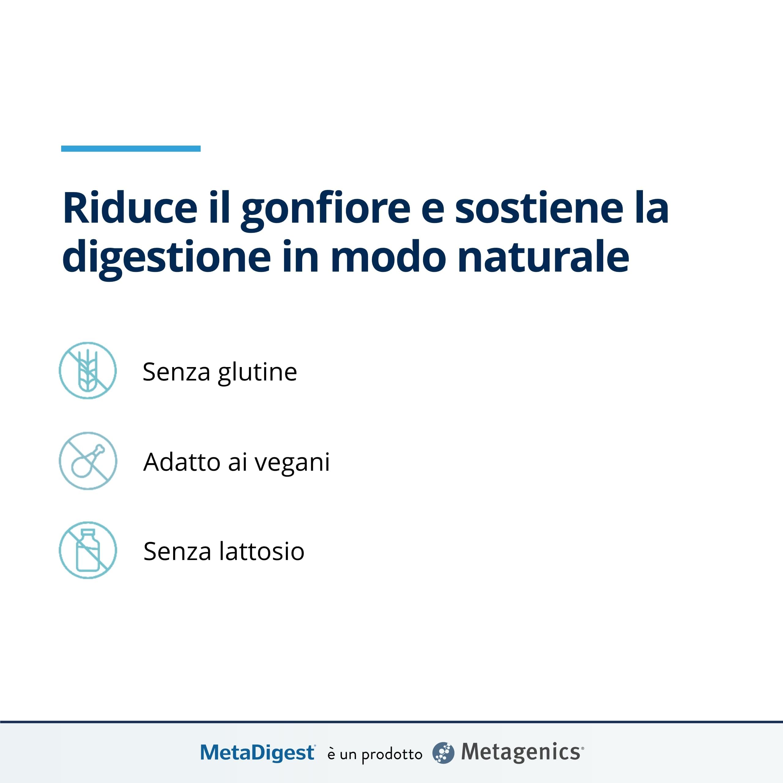 Metagenics MetaDigest Total - Riduzione Gonfiore e Digestione Veloce - 60 Capsule