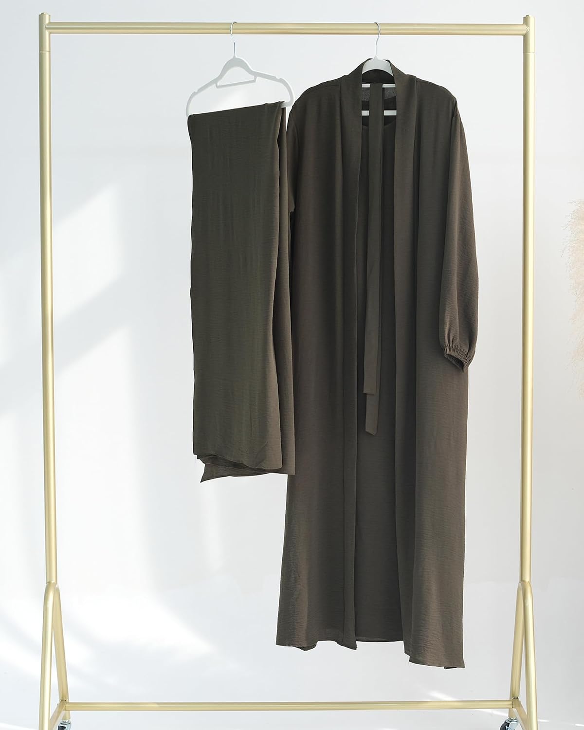 Women's Muslim Dress Two Pieces Set Islamic Prayer Abaya Modest Solid Color Muslim Outfits