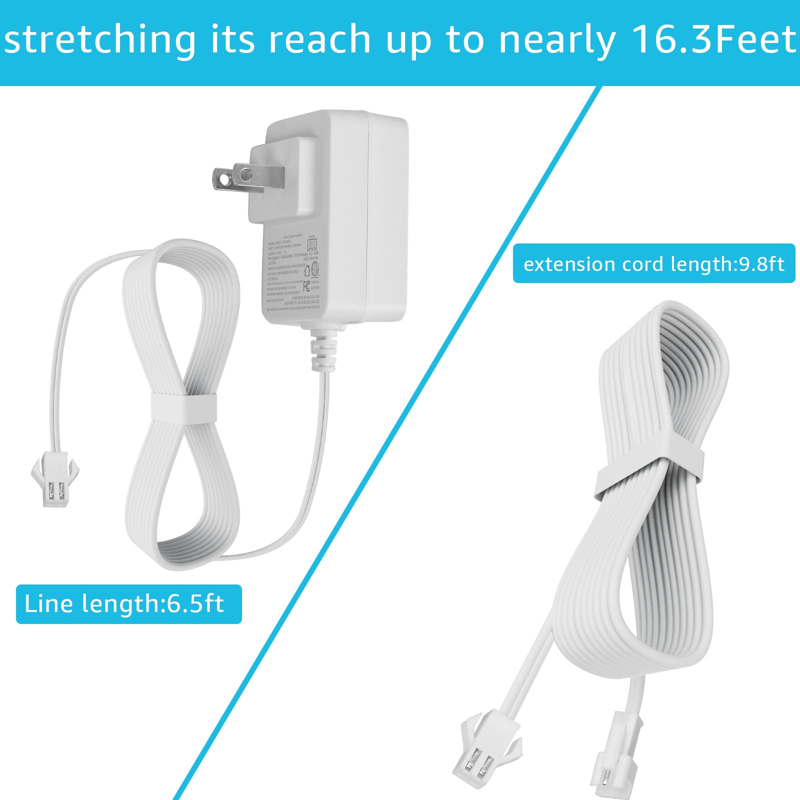 SigeIy 13.3V Charger Compatible with Somfy Sonesse Wirefree Plug-in Charger 9020672 for Sonesse ST30 & R28 Motors - 8-Hour Charge, Extended Reach Cable 9020672