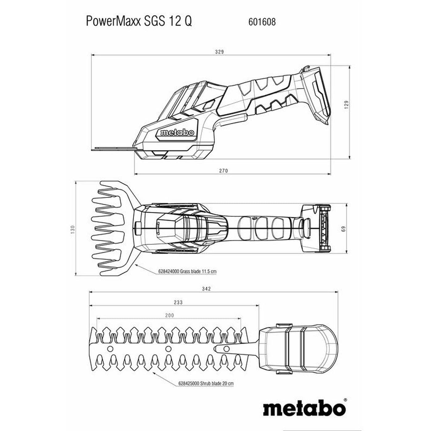 Metabo Akku-Gras-/Strauchschere PowerMaxx SGS 12 Q