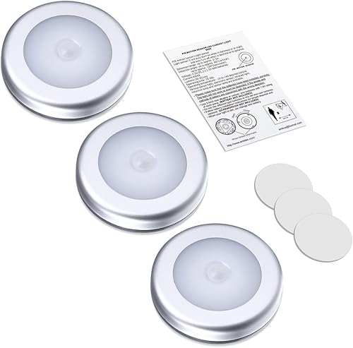 Miniatura 7 de AMIR Luz de sensor de movimiento mejorada de 3.15 pulgadas, paquete de 3 luces LED de noche alimentadas por batería, luces de armario, luces de