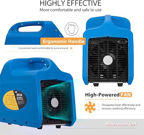 Miniatura 7 de VIVOHOME 110V 12 HP 5CFM Bomba de vacío HVAC de 2 etapas y 4 vías AC Manifold Gauge Set Kit 110-120V AC 60Hz 34HP Máquina portátil de recuperación