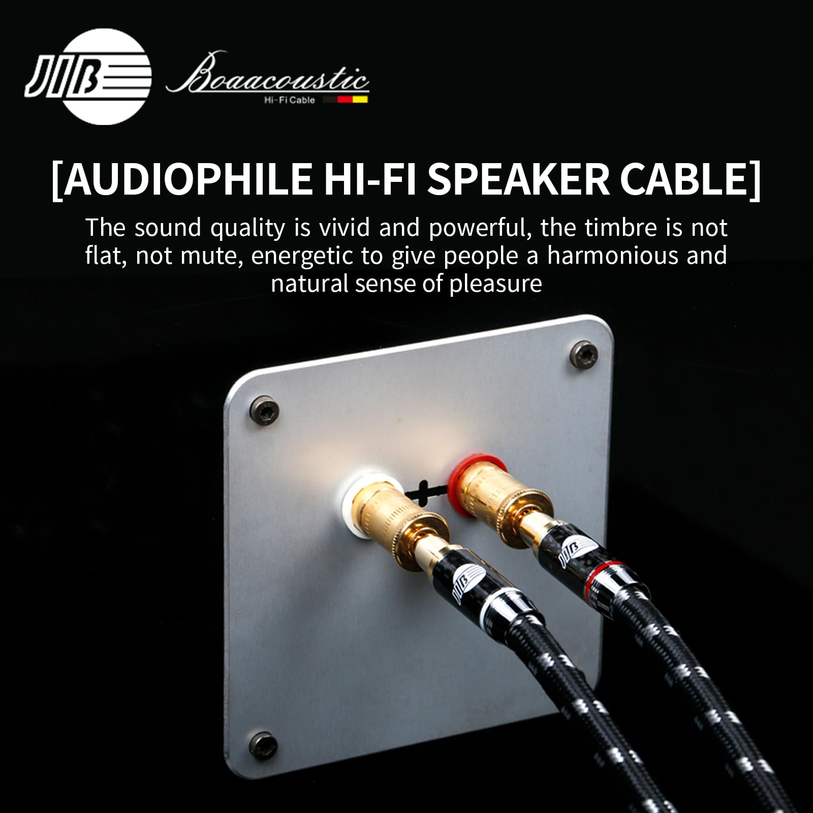 BOAACOUSTIC JIB Hi_end Audiophile kabel głośnikowy S-OCC wymienny kabel bananowy, kabel głośnikowy z wysokiej jakości wtyczkami bananowymi i Y Spades (BEB-2025-2,5 m, 2 szt./zestaw, OD: 25 mm)