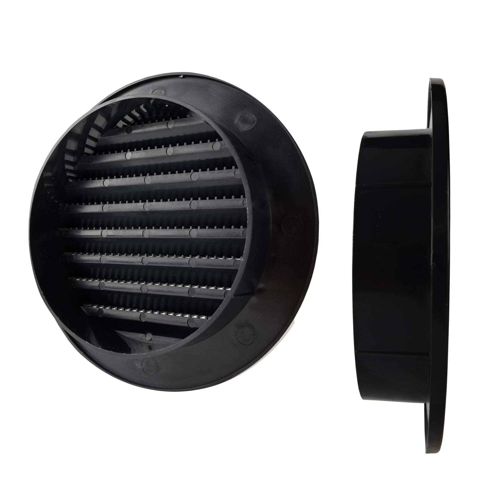 VONLIS® Lüftungsgitter Anthrazit Rund, 60 Mm, Mit Integriertem Insektenschutz, Für Zuluft/Abluft Innen/außen